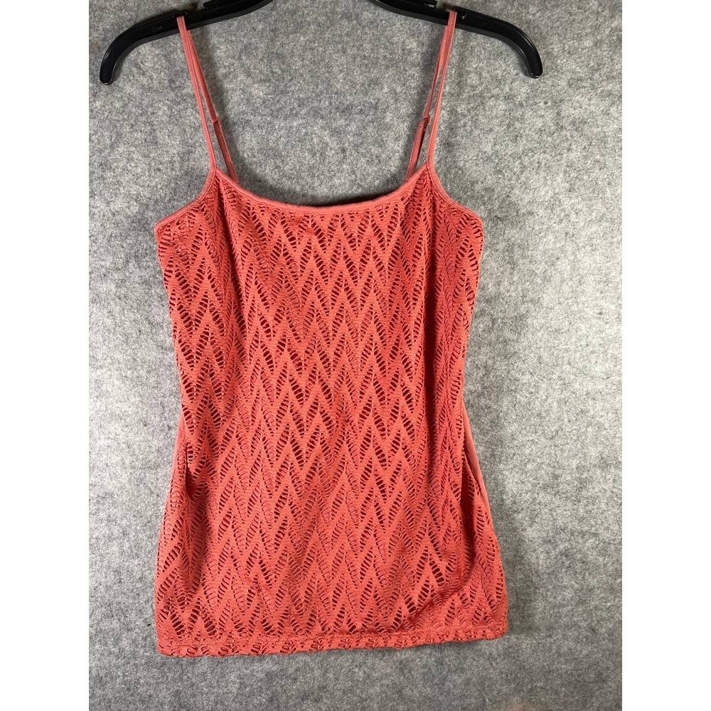 LOFT Ann Taylor‎ Coral Orange Crochet Lace Chevron Camisole Tank Top XS
